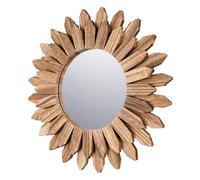 rongweiwang Miroir mural décoratif distinctif en bois travaillé, œuvre d'art miroitante reflétant l'élégance dans chaque espace. Solution décorative : miroir rond mural pour