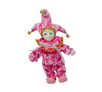 rongweiwang Poupée Clown Peinte à la Main, poupée arlequin Amusante de Collection pour Les passionnés. Visage maquillé en céramique, Costume coloré, pièce Vintage de Collection.