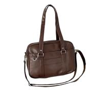 rongweiwang Sac à bandoulière décontracté Japonais et Choix pour étudiants du secondaire, Sac léger et étanche pour Ordinateur Portable, PU Japonais, Marron foncé