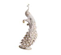 rongweiwang Sculpture en résine de qualité supérieure, Objets de Collection, Figurine Animale, Ornement décoratif, Salle Mariage, Statue Paon, Chambres, Dessus Table, Blanc, 16x12.5x40cm