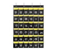 rongweiwang Tableau de Poche pour Salle de Classe, Sac Rangement pour téléphones Portables, pour Armoire, Chambre Placard, Gris Noir, 36 Poches