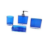 rongweiwang Trousse de toilette élégante avec flacon de lotion, porte-savon, gobelet pour bain bouche et 1 boîte à savon. Dortoir, Bleu