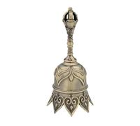 rongweiwang Œuvre d'art Prière Artisanat Décoration Son fort et clair Cloche à main en métal Fournitures de cadeau familial Ajoutant du charme à l'espace, Bronze, Hauteur totale 12 cm