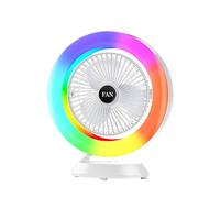 rongweiwang Ventilateur rechargeable portable de bureau, compact et idéal pour la maison. Orientation du vent réglable à 180°. Facile à nettoyer. 3 vitesses, blanc