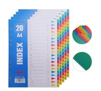 Rongxze 100 Feuilles/5 Jeux Intercalaires A4, Intercalaires Classeur A4 en Plastique, Séparateurs Registre avec Numérotés de 1-20 et Table des Matières pour Maison Bureau (30x22,5cm)