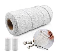 Rongxze 3 Pièces Corde Macramé, 2mm x 100M Ficelle Blanche, Corde en Coton pour Cuisine, Tapisserie, Lier la Viande, Bricolage Emballage Cadeau de Noël et Décoration