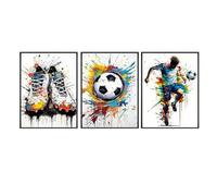 Rongxze Lot de 3 tableaux muraux graffiti sur toile motif football 40 x 30 cm
