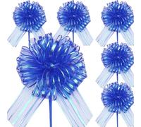 RONGZUBAT Lot de 6 Nœuds à Tirer en Ruban Bleu Marine,18cm Grands Nœuds Rubans Grand nœud pour Arrangements Voitures de Mariage Anniversaire Décorations de Fête Noeud Voiture Mariage Bleu Marine