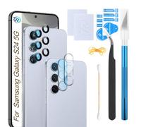 RongZy 2 Pièces Lentille en Verre Caméra Arrière pour Samsung Galaxy S24 5G Verre Caméra Arrière Cache Remplacement avec Kit de Réparation