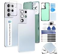 RongZy Coque Arrière pour Samsung Galaxy S21 Ultra 5G Batterie Couvercle Rechange pour Samsung Galaxy S21 Ultra 5G Cache Batterie pour Téléphone de Remplacement(Argenté)