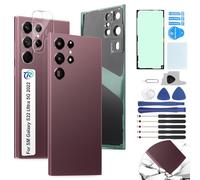 RongZy Coque Arrière pour Samsung Galaxy S22 Ultra 5G 2022 Batterie Couvercle Rechange pour Galaxy S22 Ultra 5G 2022 S908 Cache Batterie pour Téléphone de Remplacement(Vin Rouge)