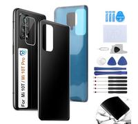 RongZy Coque Arrière pour Xiaomi Mi 10T 5G Batterie Couvercle Rechange pour Xiaomi Mi 10T Pro 5G Cache Batterie pour Téléphone de Remplacement(Noir)