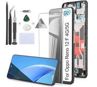 RongZy Écran LCD pour Oppo Reno12 F 4G CPH2687 TFT Écran De Remplacement pour Oppo Reno12 F 5G CPH2637 Écran LCD Numériseur Tactile Panneau Assemblé De Réparation avec Outils(Noir avec Cadre