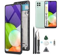 RongZy Écran LCD pour Samsung Galaxy A22 4G A225F A225M Écran De Remplacement Numériseur Tactile Panneau Assemblé De Réparation avec Outils(6.4",Noir avec Cadre)