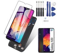 RongZy Écran Tactile LCD Compatible avec OLED Samsung Galaxy A50 SM-A505F/DS SM-A505FN/DS De Remplacement LCD Tactile Vitre avec Kit D'outils de Réparation(6.4",Empreintes Digitales de Soutien)