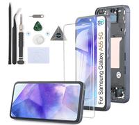 RongZy Écran Tactile LCD Compatible avec Samsung Galaxy A55 5G A556 De Remplacement LCD Tactile Vitre pour Samsung Galaxy A55 5G SM-A556B avec Kit D'outils de Réparation(6.6",Bleu Foncé avec Cadre)