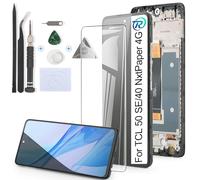 RongZy Écran Tactile LCD Compatible avec TCL 50 SE De Remplacement LCD Tactile Vitre pour TCL 40 NxtPaper 4G avec Kit D'outils de Réparation (Noir avec Cadre)