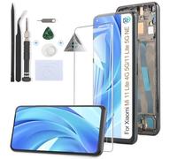RongZy Écran Tactile LCD Compatible avec Xiaomi Mi 11 Lite 4G 5G De Remplacement LCD Tactile Vitre pour Xiaomi 11 Lite NE 5G avec Kit D'outils de Réparation(6.55",Noir avec Cadre)