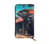 Ronin iguana in a cyberpunk berpunk Portefeuille en cuir tendance pour filles et femmes avec plusieurs compartiments, noir, taille unique, Noir , Taille unique