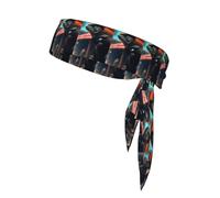 Ronin Iguana in a Cyberpunk Saloon Sports Head Tie - Bandeau respirant, à séchage rapide et léger pour fitness et exercice