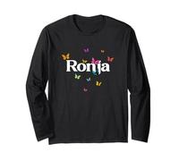 Ronja - Joli prénom de Fille avec des Papillons colorés Manche Longue