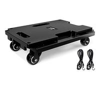 Ronlap Chariot de déménagement de meubles avec roues, roulettes mobiles pour meubles lourds, petit chariot plat à 4 roues avec 2 cordes élastiques, capacité de 200 kg, noir