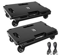 Ronlap Lot de 2 Chariots de déménagement de Meubles avec Roues, roulettes Mobiles Portables pour Meubles Lourds, 4 Roues Petit Chariot Plat avec 4 Cordes élastiques, capacité de 400 kg, Noir