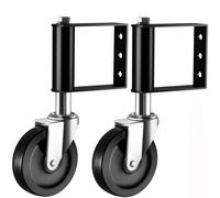 Ronlap Lot de 2 roulettes de portail à ressort en caoutchouc résistant au vieillissement avec plaque de montage universelle, capacité de 100 kg, 100 mm, noir
