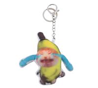Ronlok CC-Crying Banana Cat, Porte-Clés en Peluche, Poupée Banane-Chat avec Sac Sonore, Pendentif Amusant, Cadeaux pour Camarades de Classe pour Enfants, Installation Facile
