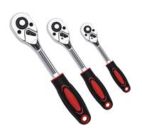 Ronlok Lot de 3 clés à cliquet professionnelles en alliage d'acier au chrome vanadium haute performance, tailles 1/4, 3/8, 1/2, et inoxydable