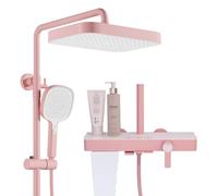 RONMX Colonne de Douche, RSS0702 Moderne Innovant en Touches de Piano, 30x20cm Carré Système de Douche, Douchette à Main 4 Modes avec Pistolet, Robinet de Baignoire, Hauteur Réglable