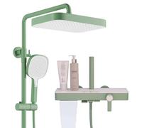 RONMX Colonne de Douche, RSS0702 Moderne Innovant en Touches de Piano, 30x20cm Carré Système de Douche, Douchette à Main 4 Modes avec Pistolet, Robinet de Baignoire, Hauteur Réglable