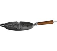 RONNEBY BRUK Poêle à griller Maestro en fonte avec poignée en hêtre brun Ø28cm