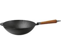RONNEBY BRUK Poêle à wok Maestro en fonte avec poignée en hêtre brun Ø32cm