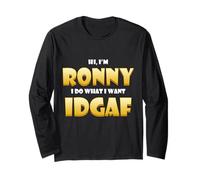 Ronny Costume IDGAF Meme Personalized First Name Ron Joke Manche Longue