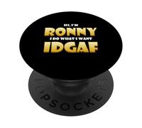 Ronny Costume IDGAF Meme Personalized First Name Ron Joke PopSockets PopGrip Adhésif
