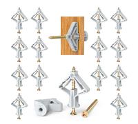 Ronoza Lot de 100 chevilles creuses papillon pour plaques de plâtre avec vis, chevilles pour cloisons sèches, plaques de plâtre, plaques de fibres de plâtre, fixation dans le béton (50 chevilles + 50