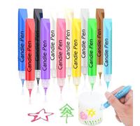 Ronoza® Lot de 12 crayons de cire pour bougies, stylos à bougies, kit de peinture de bougies de baptême, pour fabriquer soi-même des bougies, pour décorer et peindre des bougies, 10 ml chacun, couleur