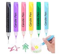 Ronoza® Lot de 6 crayons de cire pour bougies, stylos à bougies, kit de peinture de bougies de baptême, pour fabriquer soi-même des bougies, pour décorer et peindre des bougies, 10 ml chacun, couleur