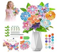 Ronronner Lot de 10 peintures diamant papillon et fleurs - Pour enfants - Pour l'extérieur et l'intérieur - Décoration de balcon - Cadeau créatif pour maman, fille et femme