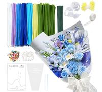 Ronronner Lot de 622 cure-pipes pour le bricolage, 7 couleurs, cure-pipes multicolores, pipe Cleaner Flower - Pipe Cleaner Flower - PipeCleaner Flower - Avec fil floral - Rubans pour bricolage - Bleu