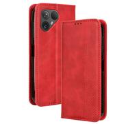 RonRun Coque Compatible ave Fairphone 5, Étui à Rabat Portefeuille PU Cuir Multifonction Housse de Protection Antichoc, Rouge