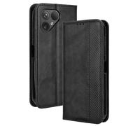 RonRun Coque Compatible ave Fairphone 5, Étui à Rabat Portefeuille PU Cuir Multifonction Housse de Protection Antichoc, Noir