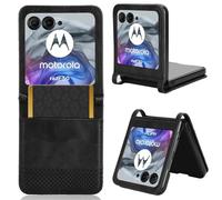 RonRun Coque Compatible ave Motorola Razr 50, Étui à Rabat Portefeuille PU Cuir Multifonction Housse de Protection Antichoc, Noir