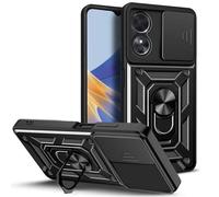 RonRun Coque pour Honor 90 Lite 5G, Étui de Protection pour Appareil Photo avec Couvercle Coulissant Support IntéGré Armor Heavy Duty Antichoc Bumper Housse Etui - Noir