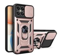 RonRun Coque pour Honor X8 5G/Honor X6, Étui de Protection pour Appareil Photo avec Couvercle Coulissant Support IntéGré Armor Heavy Duty Antichoc Bumper Housse Etui - Or Rose