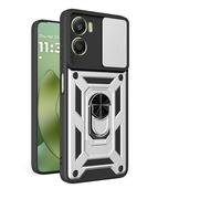 RonRun Coque pour Motorola Moto G06 4G Anti Chute Protection TPU PC Multi Couches Cache Objectif Glissant Support Rotatif 360 Degres Aimant Support Voiture，Argent