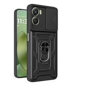 RonRun Coque pour Motorola Moto G06 4G Anti Chute Protection TPU PC Multi Couches Cache Objectif Glissant Support Rotatif 360 Degres Aimant Support Voiture,Noir