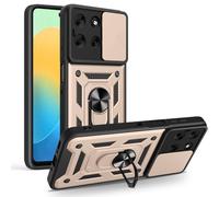 RonRun Coque pour Motorola Moto G56 5G Anti Chute Protection TPU PC Multi Couches Cache Objectif Glissant Support Rotatif 360 Degres Aimant Support Voiture，Or