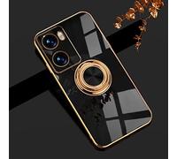 RonRun Coque pour Oppo A57 4G/A57S 4G/A77 5G, Coque de Protection Élégante Électrolytique et Anneau Rotation à 360°, Étui de Protection en Silicone Souple Mince, Noir